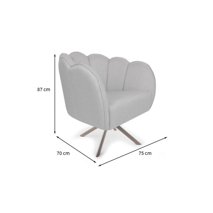 Conjunto com 2 Poltronas Ariel Giratória Linho Creme e Champagne