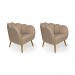 Conjunto com 2 Poltronas Ariel Linho Bege e Dourado
