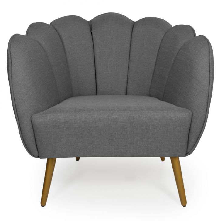Conjunto com 2 Poltronas Ariel Linho Cinza e Dourado