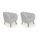 Conjunto com 2 Poltronas Ariel Linho Creme e Dourado