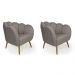 Conjunto com 2 Poltronas Ariel Linho Fendi e Dourado