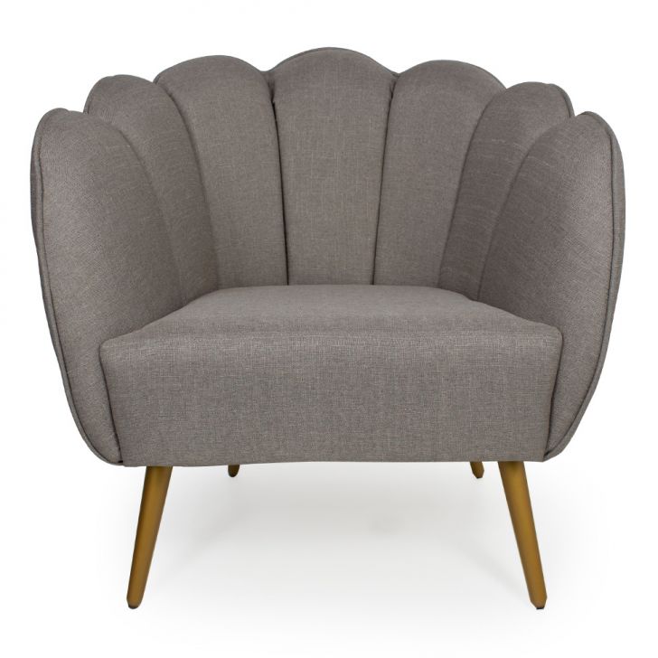 Conjunto com 2 Poltronas Ariel Linho Fendi e Dourado
