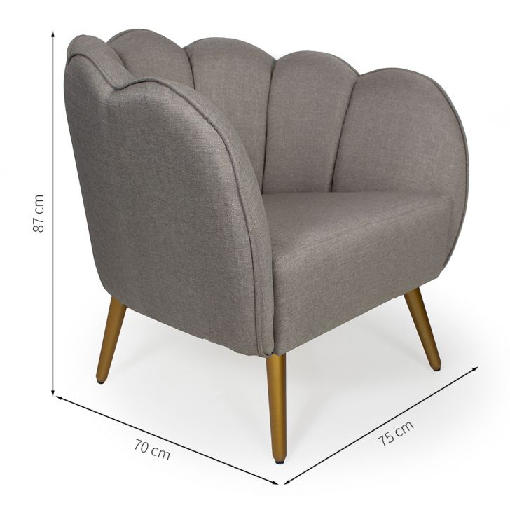 Conjunto com 2 Poltronas Ariel Linho Fendi e Dourado