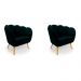 Conjunto com 2 Poltronas Ariel Pé Palito Veludo Esmeralda e Bronze
