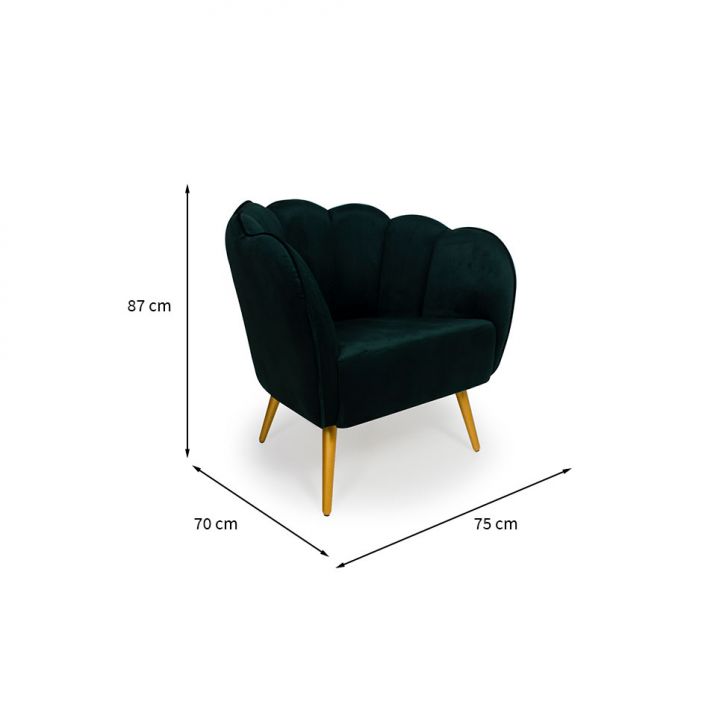 Conjunto com 2 Poltronas Ariel Pé Palito Veludo Esmeralda e Bronze
