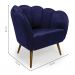 Conjunto com 2 Poltronas Ariel Suede Azul Marinho e Dourado