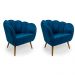 Conjunto com 2 Poltronas Ariel Veludo Azul e Dourado