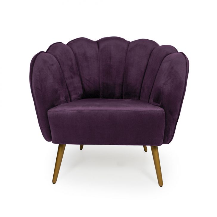 Conjunto com 2 Poltronas Ariel Veludo Uva e Dourado