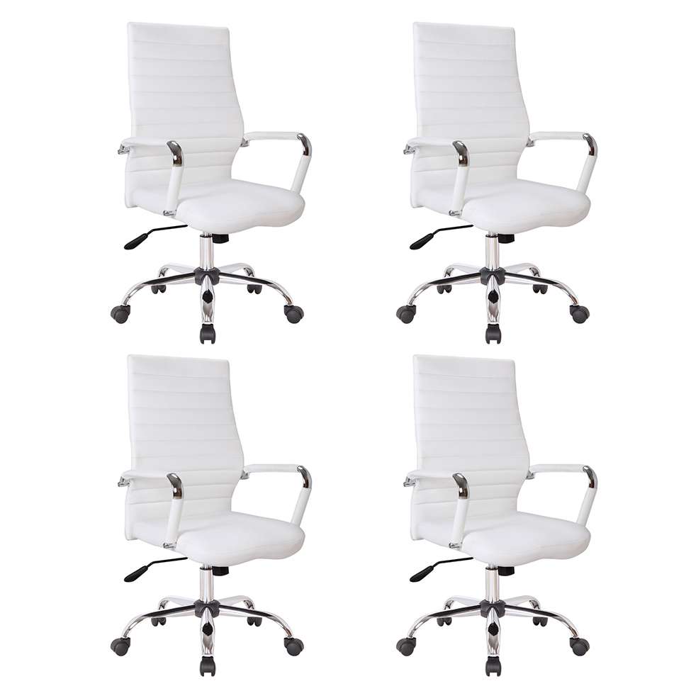 Conjunto com 4 Cadeiras de Escritório Diretor Giratórias Cleaner Branco