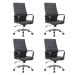 Conjunto com 4 Cadeiras de Escritório Diretor Giratórias Cleaner Preto