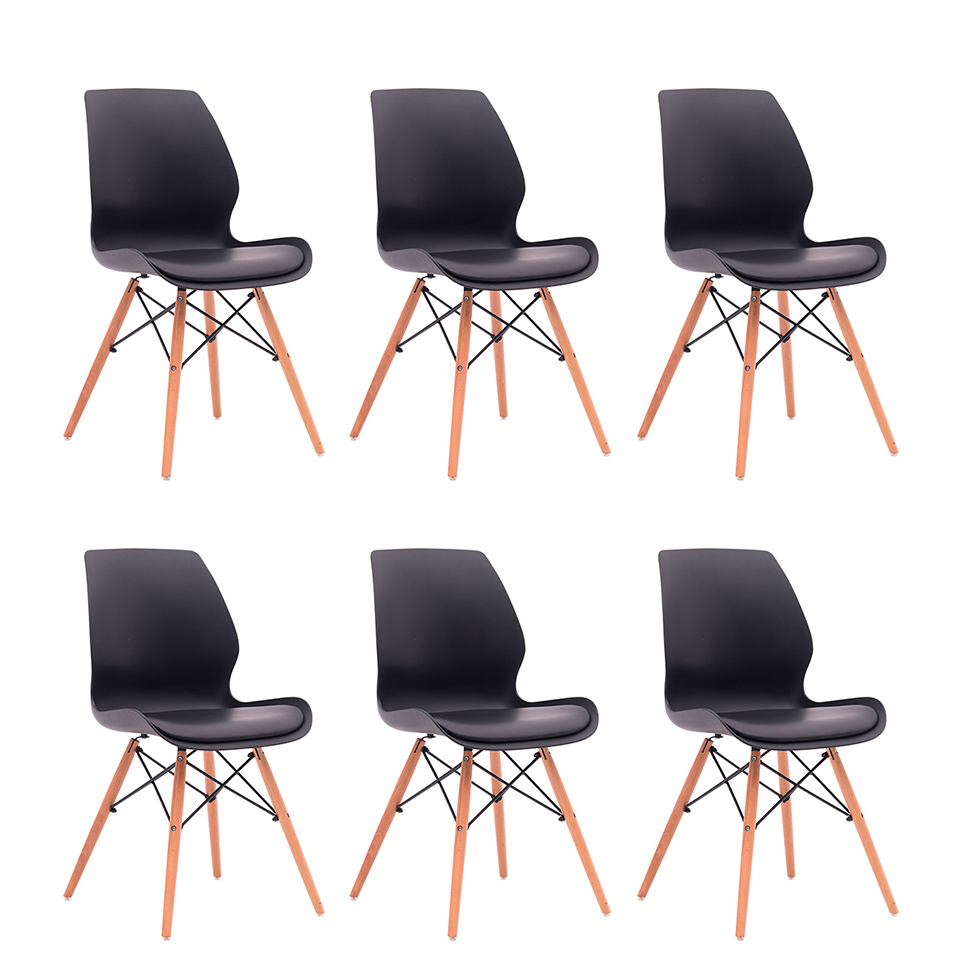 Conjunto com 6 Cadeiras Eames Eiffel Rubi Preto