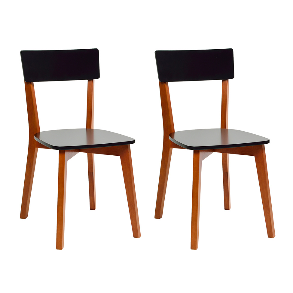 Conjunto de 2 Cadeiras Tóquio Preto e Castanho