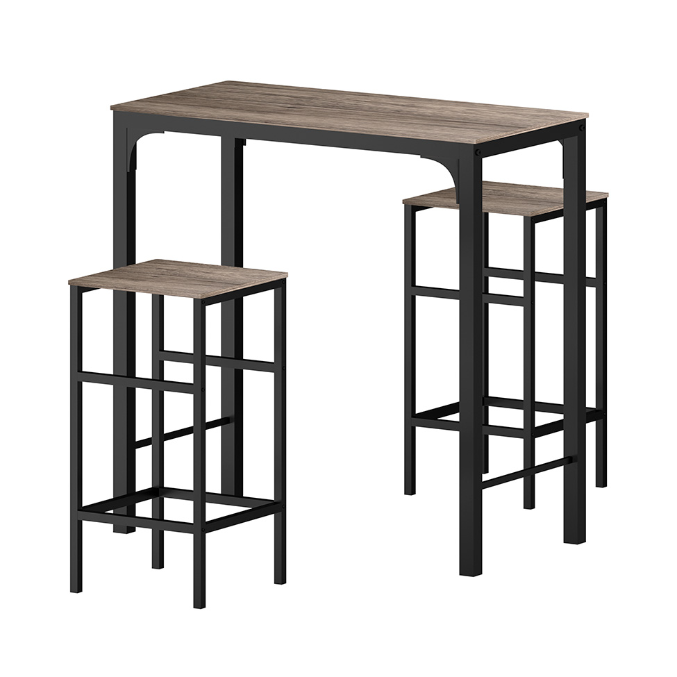 Conjunto de Mesa Bistrô com 2 Banquetas Córdoba Amêndoa e Preto 100 cm