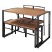 Conjunto de Mesa Wooden com 1 Banco e 2 Cadeiras Preto e Amêndoa