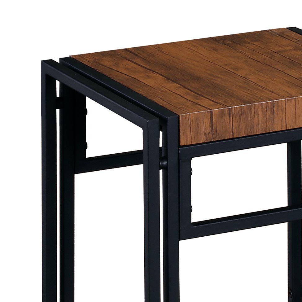 Conjunto de Mesa Wooden com 4 Bancos Preto e Amêndoa