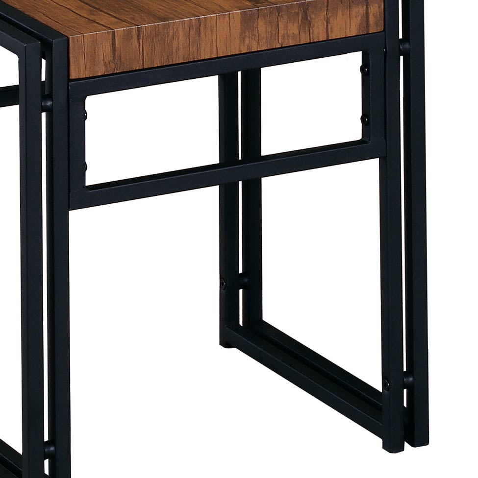 Conjunto de Mesa Wooden com 4 Bancos Preto e Amêndoa