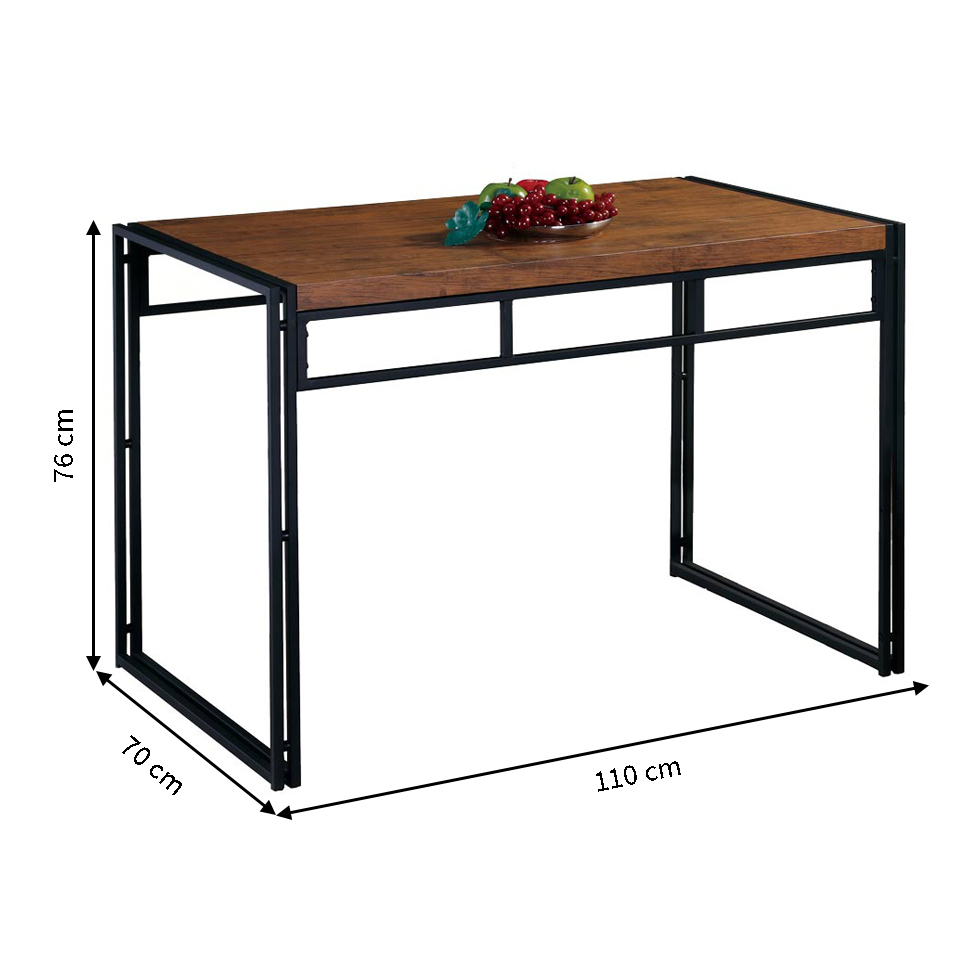 Conjunto de Mesa Wooden com 4 Bancos Preto e Amêndoa