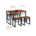 Conjunto de Mesa Wooden com 4 Bancos Preto e Amêndoa