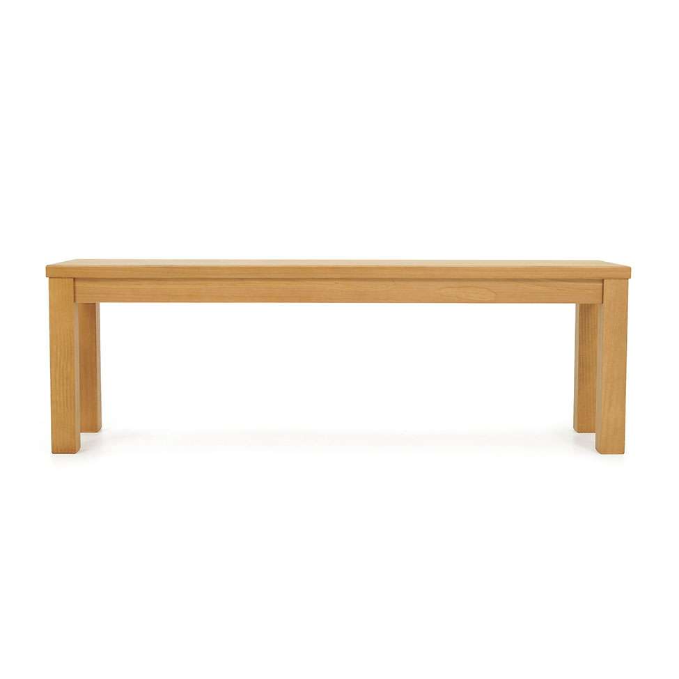 Conjunto de Mesa de Jantar com 1 Banco Macaúba Madeira Maciça Amêndoa e 2 Cadeiras Esmeralda Bege