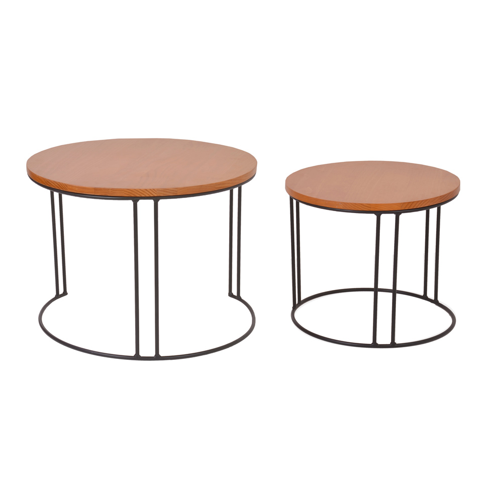 Conjunto de Mesas Laterais Eclipse Castanho e Preto Industrial