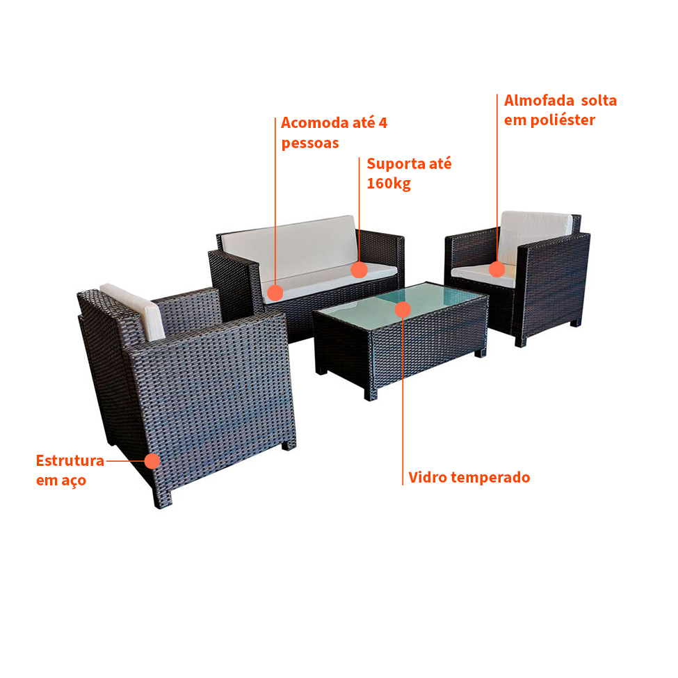 Conjunto para Área Externa Selina Marrom