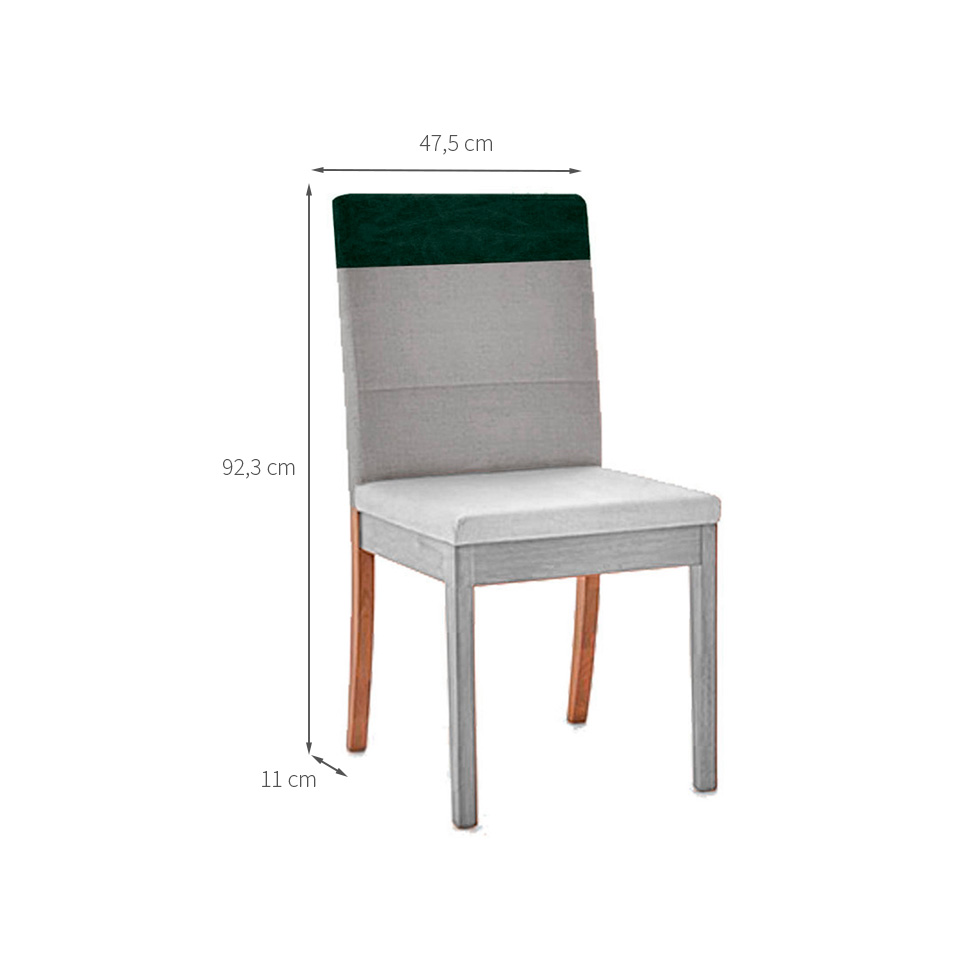 Encosto Faixa Iguatemi Madeira Maciça Avelã Linho Cinza e Chumbo Esverdeado