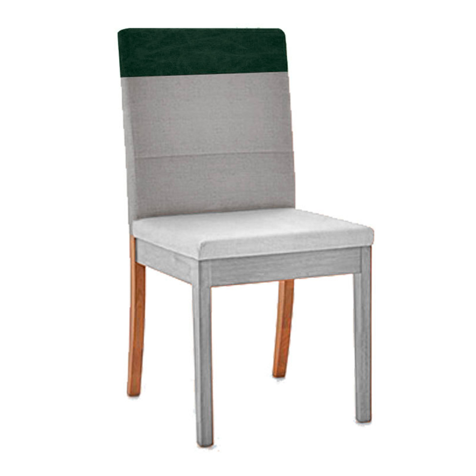 Encosto Faixa Iguatemi Madeira Maciça Avelã Linho Cinza e Chumbo Esverdeado