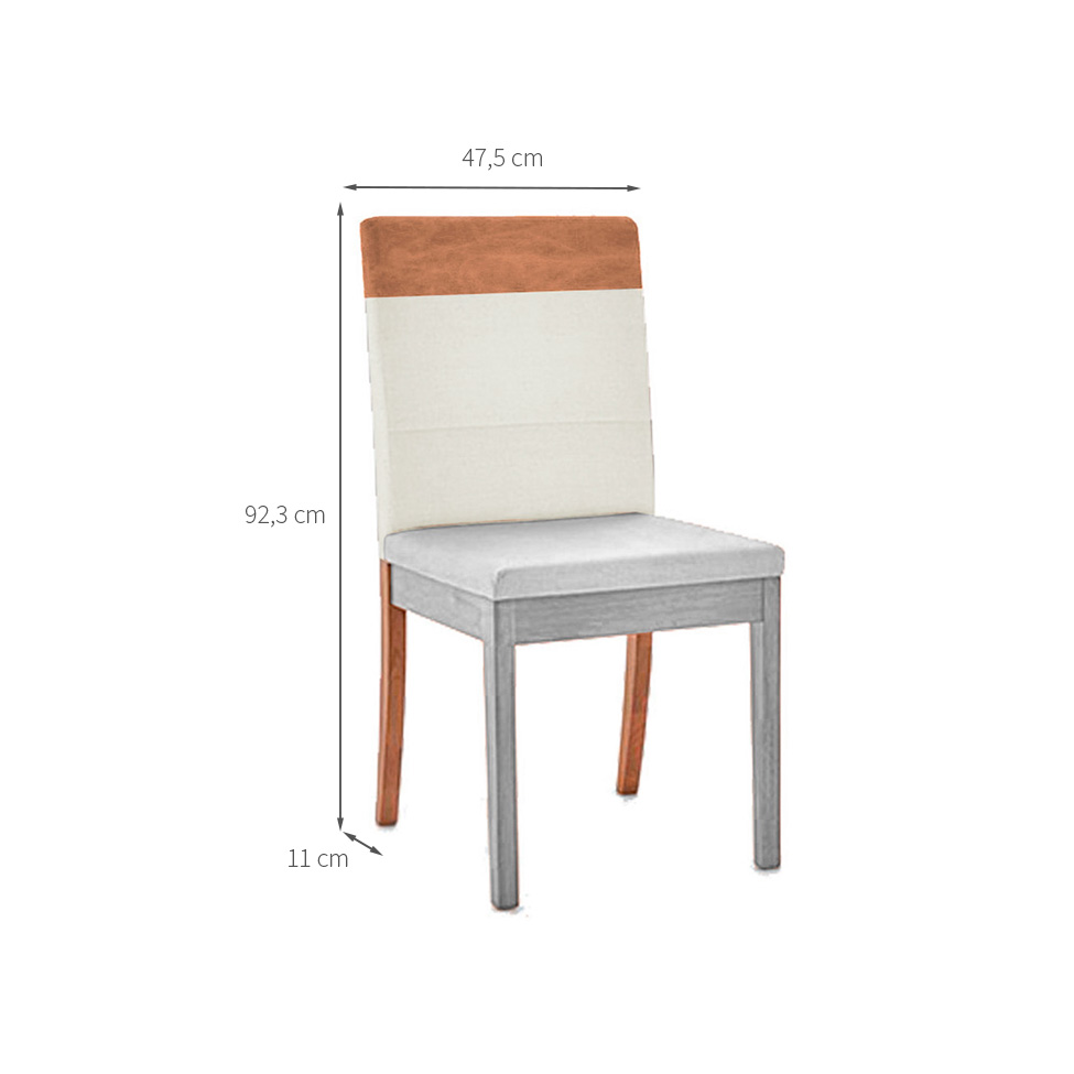 Encosto Faixa Iguatemi Madeira Maciça Avelã Linho Cru e  Corino Caramelo