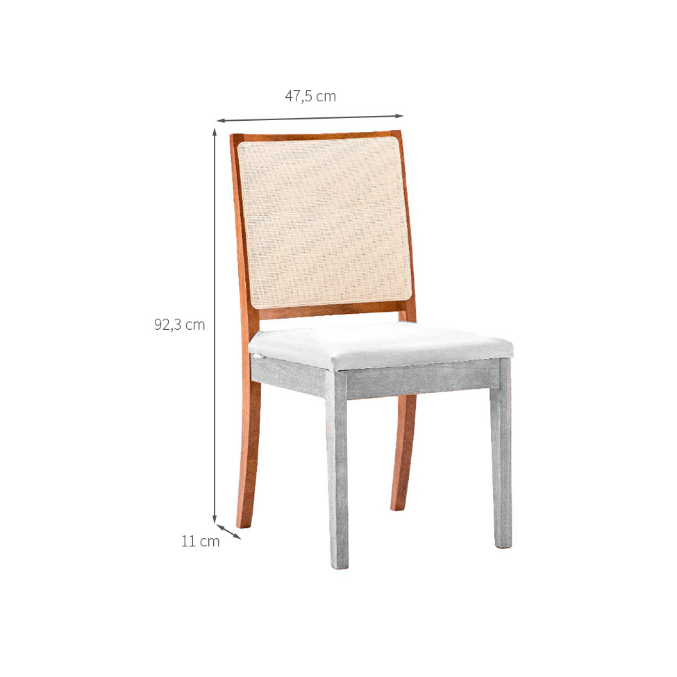 Encosto Fechado Palha Iguatemi Madeira Maciça Avelã