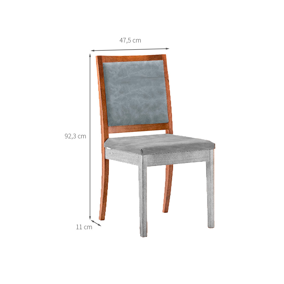 Encosto Moldura Iguatemi Madeira Maciça Avelã Linho Cinza