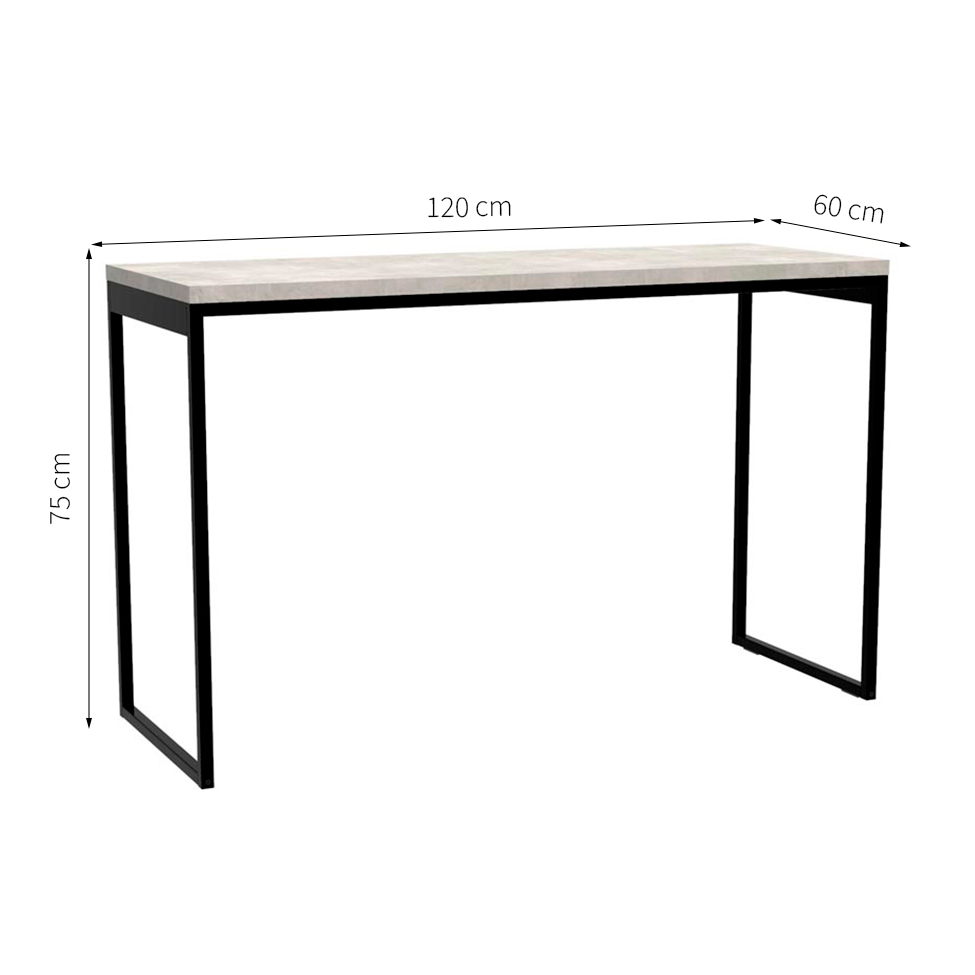 Escrivaninha Stanford Concreto e Preta 120 cm
