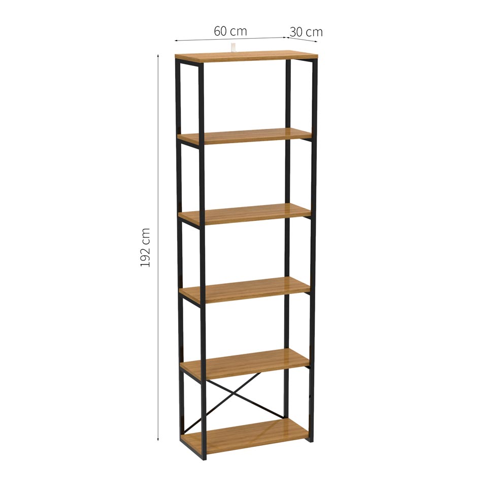 Estante Industrial Stanford Amêndoa e Preta 60 cm