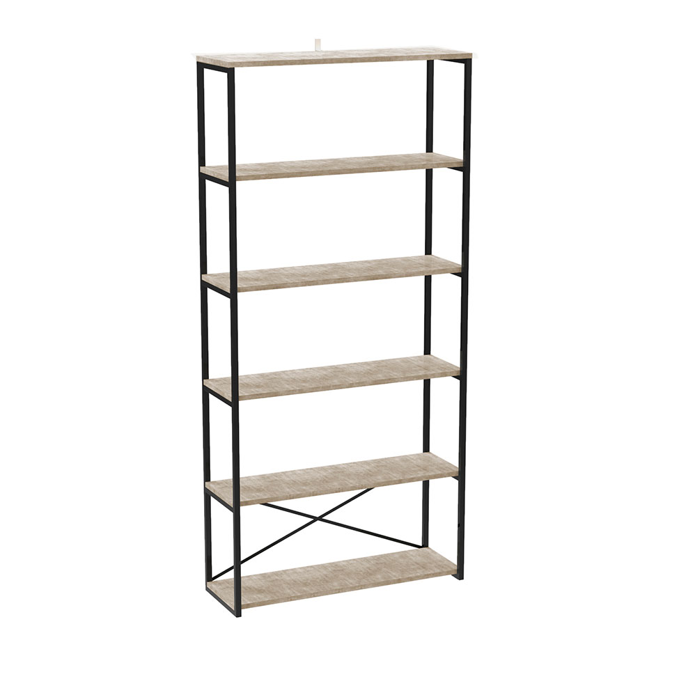 Estante Industrial Stanford Concreto e Preta 90 cm