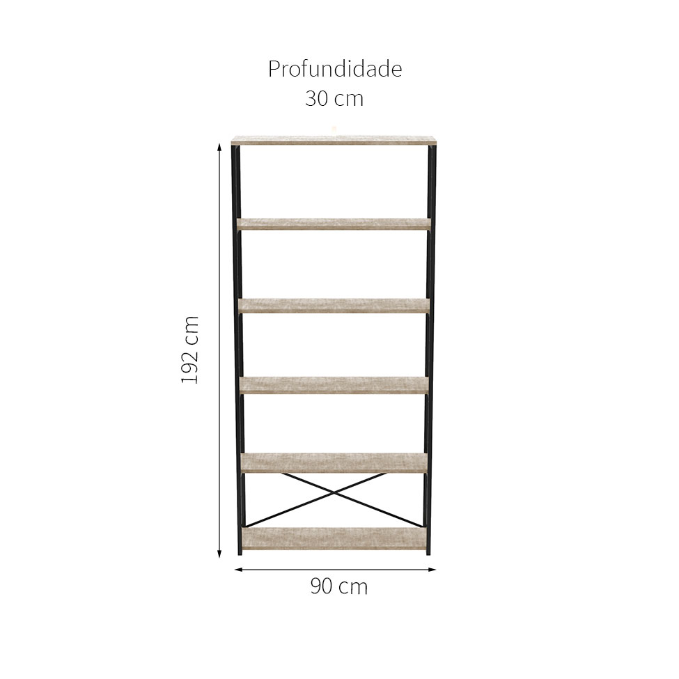 Estante Industrial Stanford Concreto e Preta 90 cm