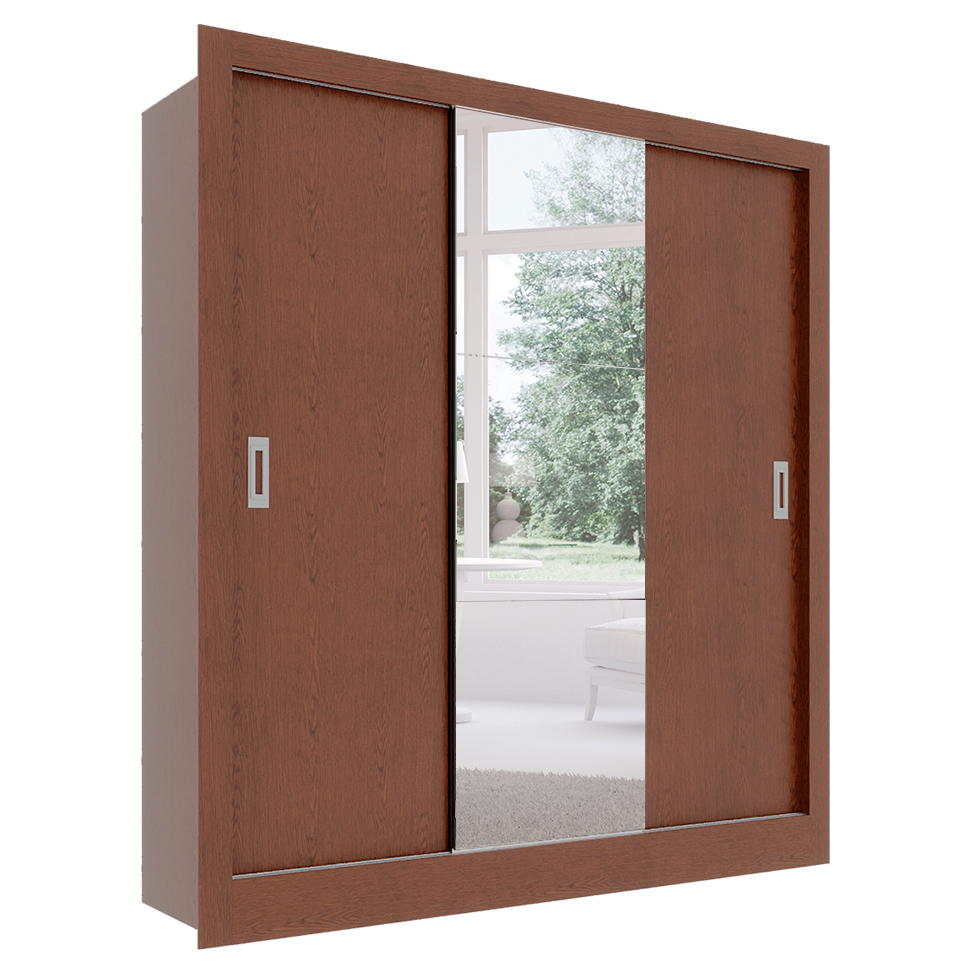 Guarda-Roupa Casal Luiza 3 Portas 2 Gavetas com 1 Espelho Carvalho