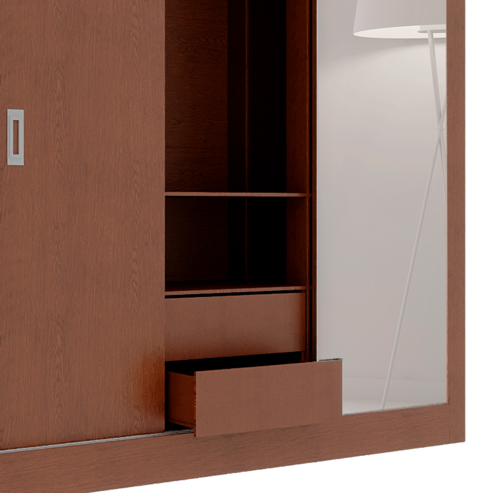 Guarda-Roupa Casal Luiza 3 Portas 2 Gavetas com 1 Espelho Carvalho