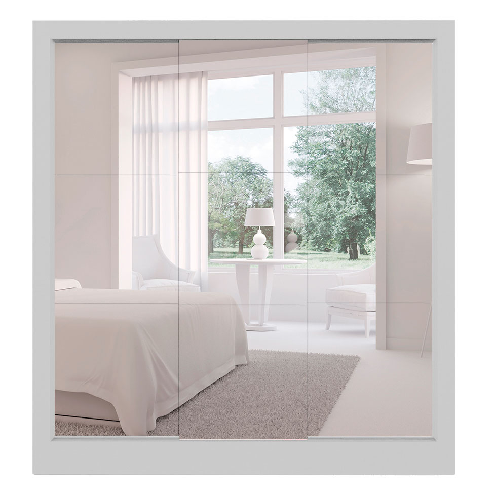 Guarda-Roupa Casal Luiza 3 Portas 2 Gavetas com 3 Espelhos Branco