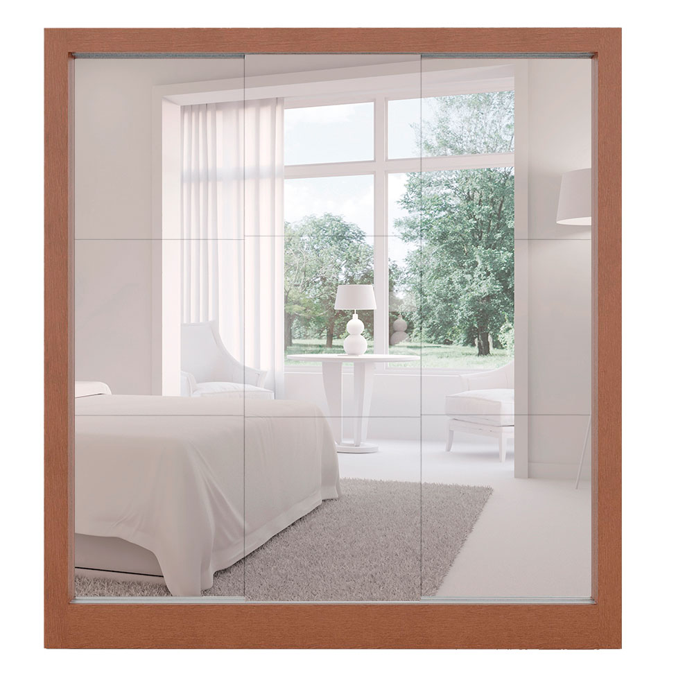 Guarda-Roupa Casal Luiza 3 Portas 2 Gavetas com 3 Espelhos Carvalho
