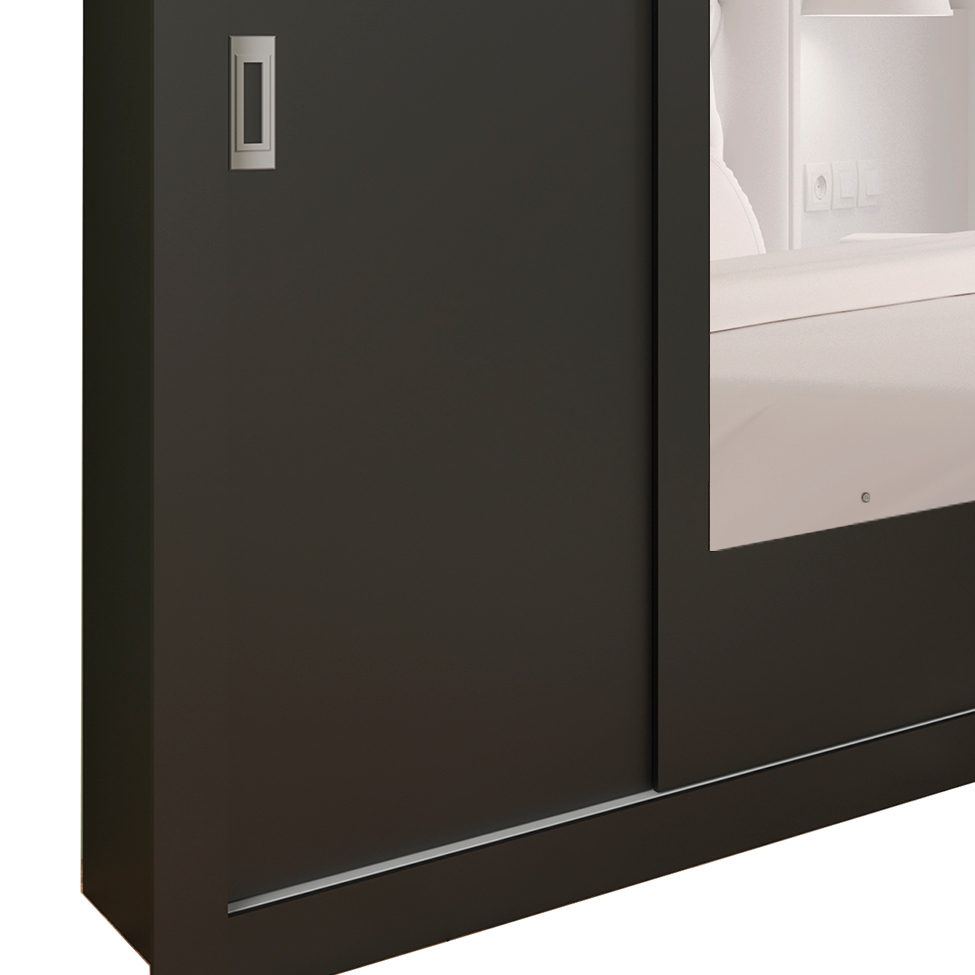Guarda-Roupa Casal com Espelho Bahia 3 Portas 4 Gavetas Preto