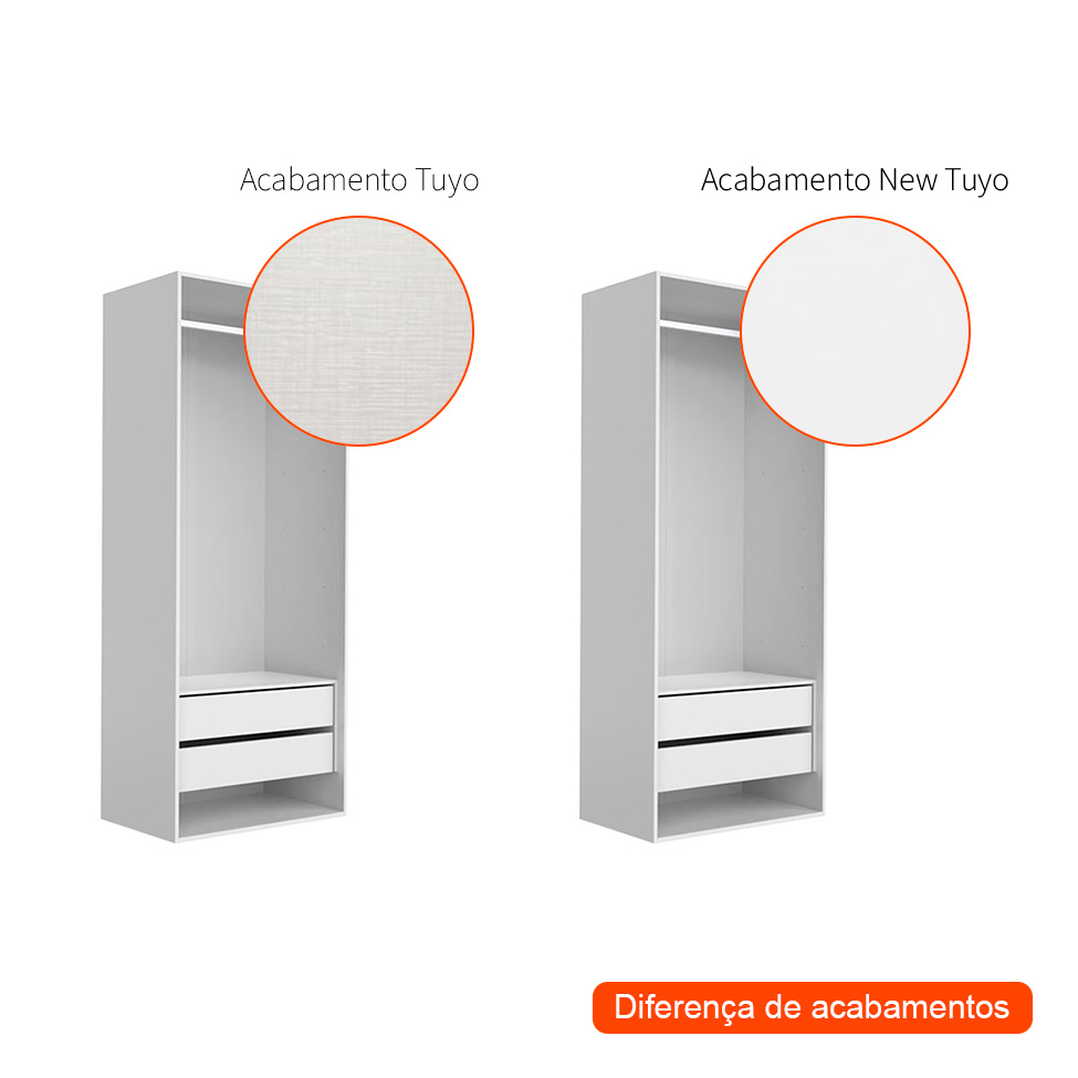 Guarda-Roupa Modulado New Tuyo 2 Gavetas e 1 Cabideiro Branco 90 cm
