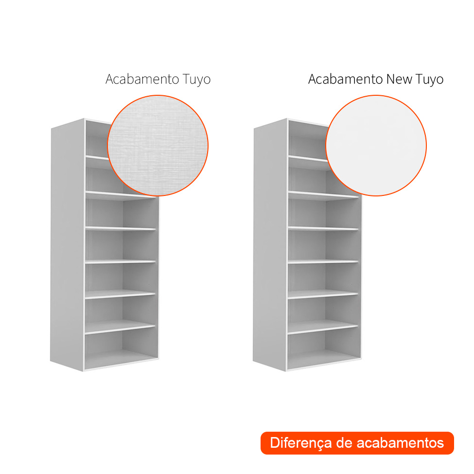 Guarda-Roupa Modulado New Tuyo 6 Prateleiras Branco 90 cm