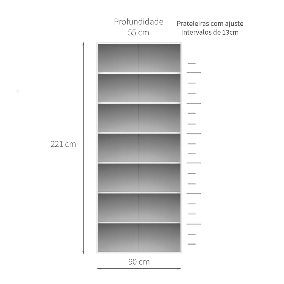 Guarda-Roupa Modulado New Tuyo 6 Prateleiras Branco 90 cm
