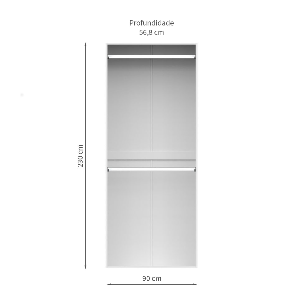 Guarda-Roupa Modulado Tuyo 2 Cabideiros Branco 90 cm