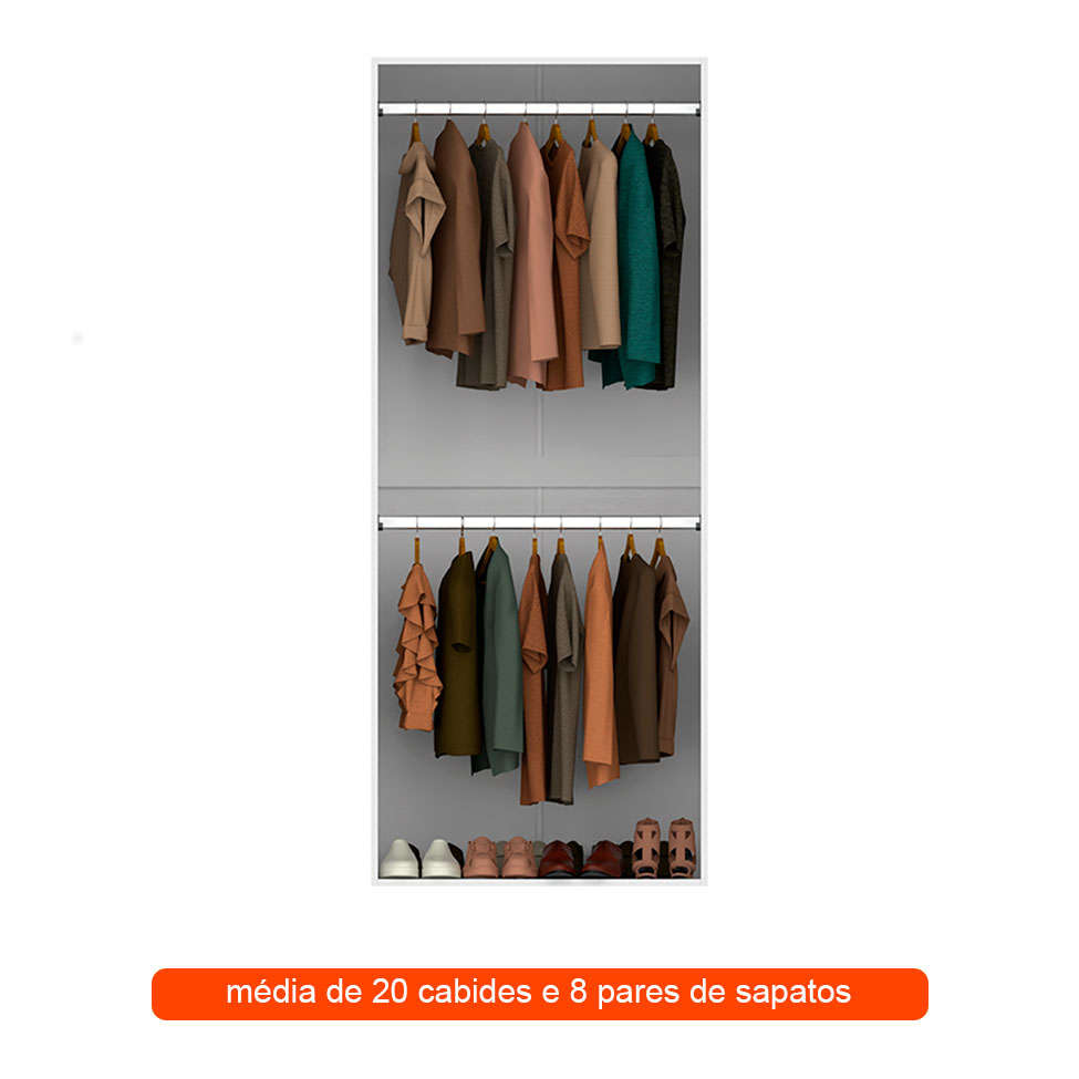 Guarda-Roupa Modulado Tuyo 2 Cabideiros Branco 90 cm