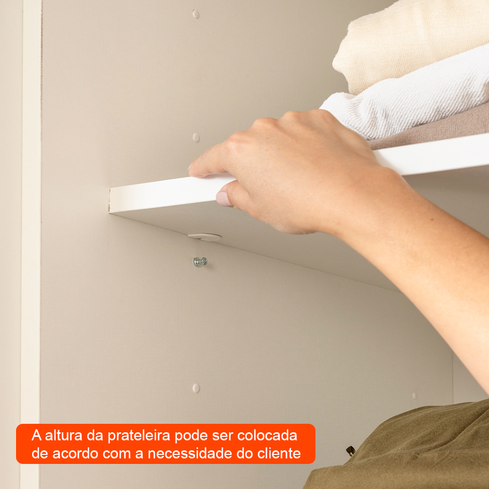 Guarda-Roupa Modulado Tuyo 2 GV e 4 Prateleiras Branco 90 cm