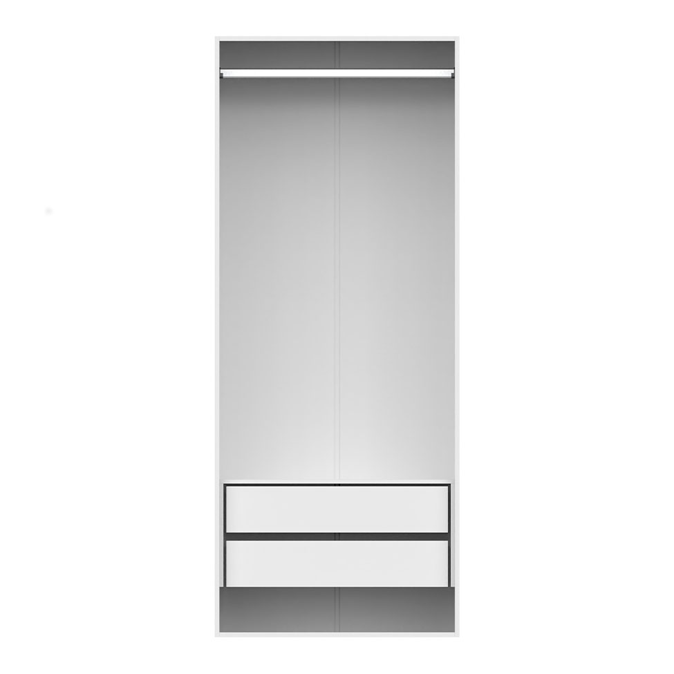 Guarda-Roupa Modulado Tuyo 2 Gavetas e 1 Cabideiro Branco 90 cm
