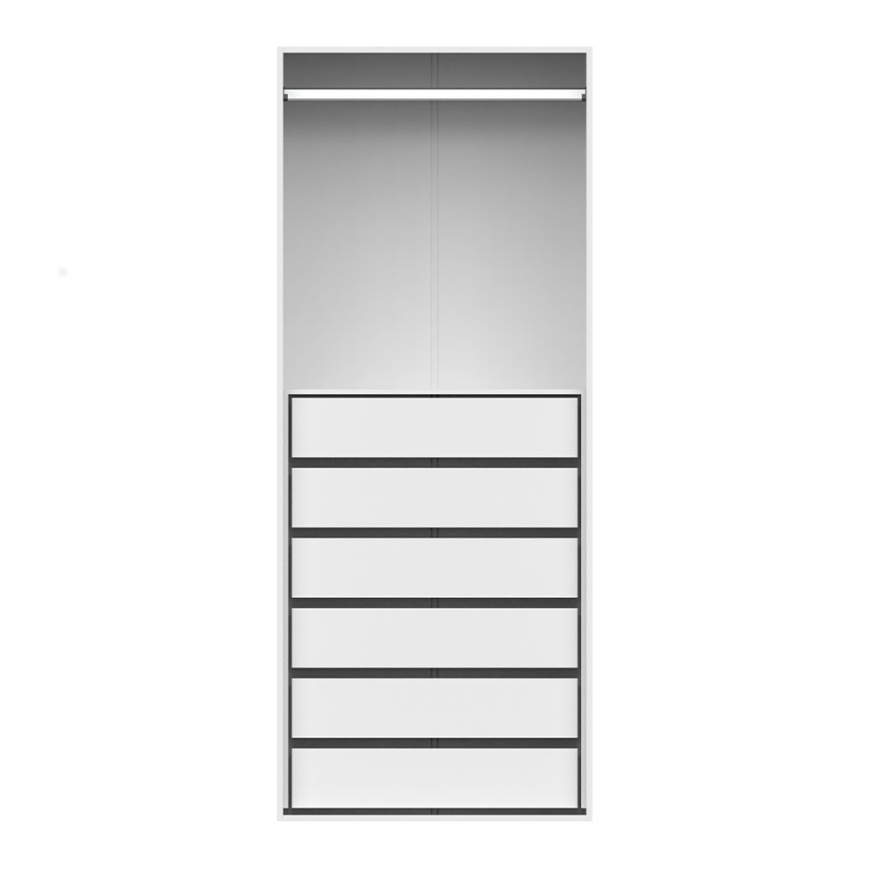 Guarda-Roupa Modulado Tuyo 6 GV e 1 Cabideiro Branco 90 cm