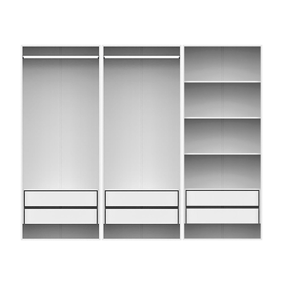 Guarda-Roupa Modulado com 2 Cabideiros e 4 Prateleiras New Tuyo 6 Gavetas Branco 270 cm