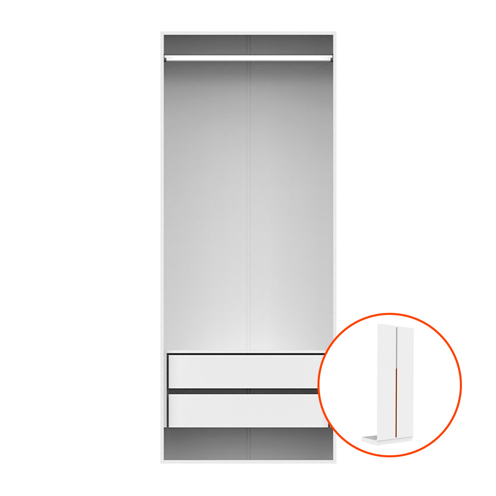 Guarda-Roupa Modulado com Cabideiro New Tuyo 2 Portas Articuladas 2 Gavetas Branco 90 cm