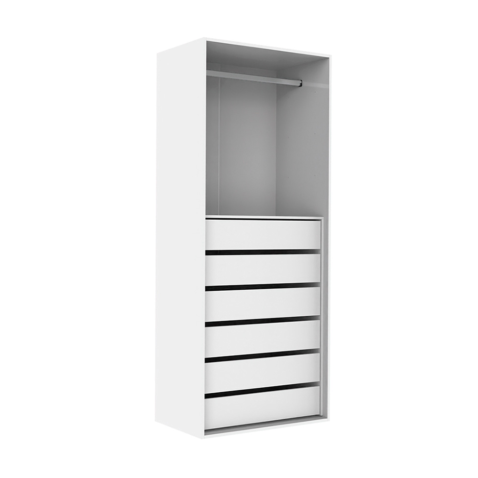 Guarda-Roupa Modulado com Cabideiro New Tuyo 2 Portas Articuladas Branco e Itapuã 90 cm